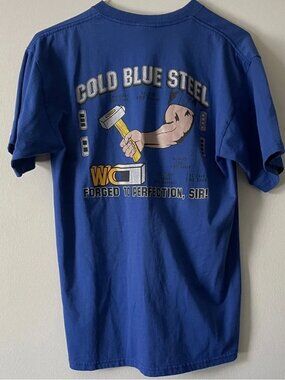 Vintage Y2K 90s Jerzees Cold Blue Steel Warrant Officer T Shirt Tee, Tshirt